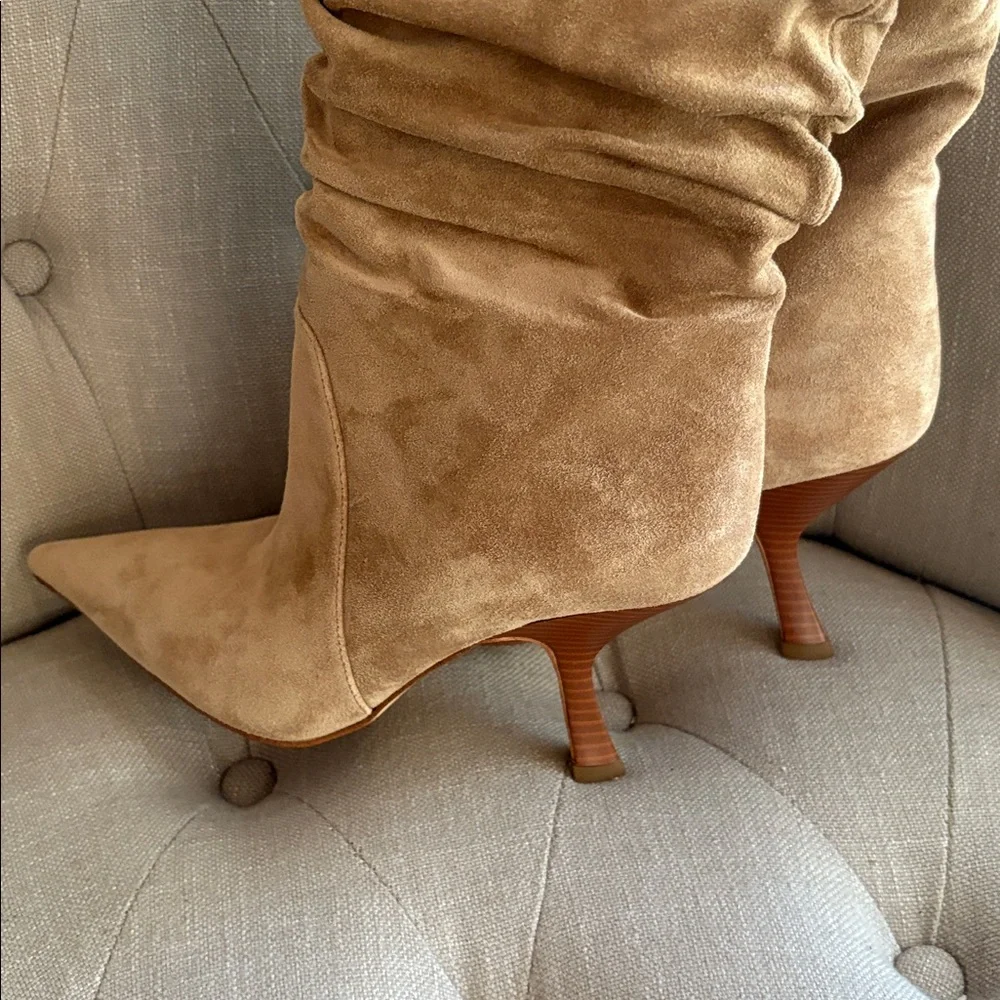 Michael Kors Camel Suede Pointed Toe Boots - Picture 6 of 10
